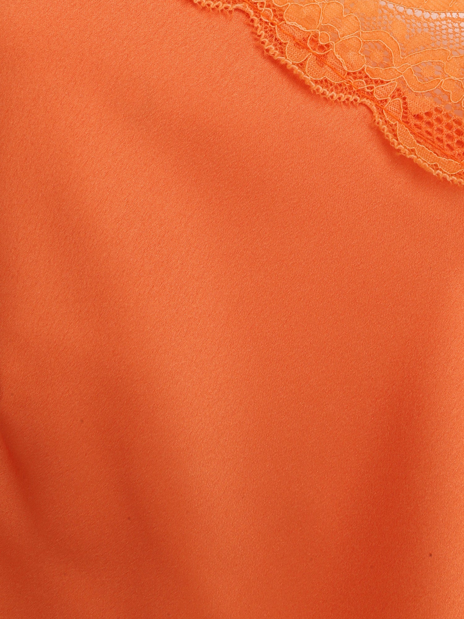 Débardeur droit satiné à bretelles en dentelle - Orange - 3