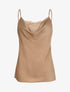 Caraco droit satiné à col bénitier et dentelle - Beige - 4
