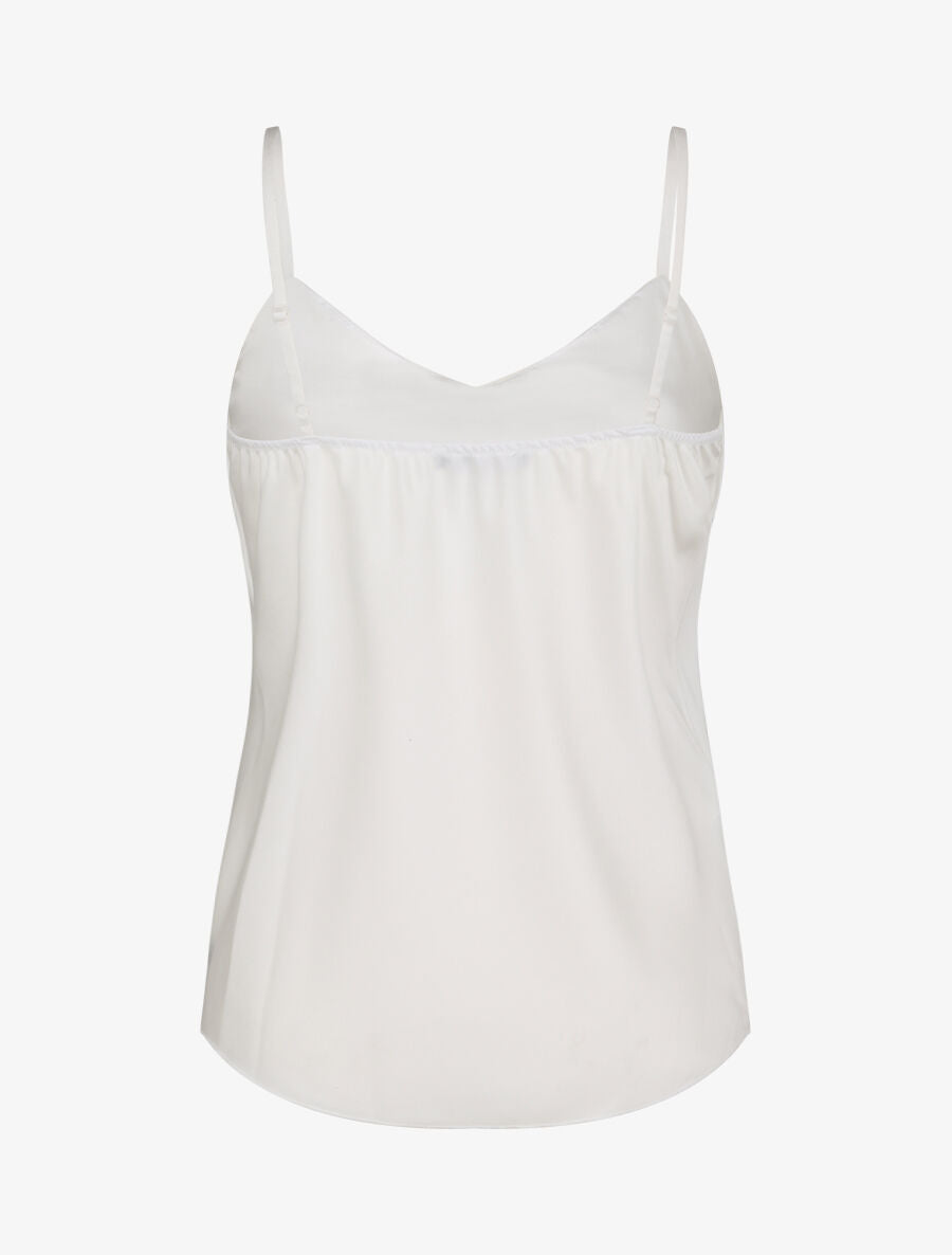 Caraco droit satiné à décolleté froncé - Blanc - 2