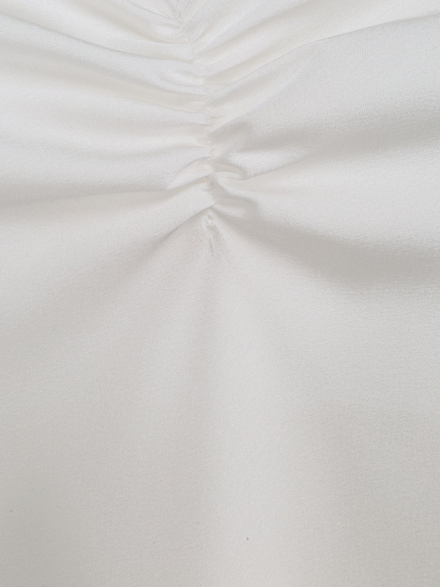 Caraco droit satiné à décolleté froncé - Blanc - 3