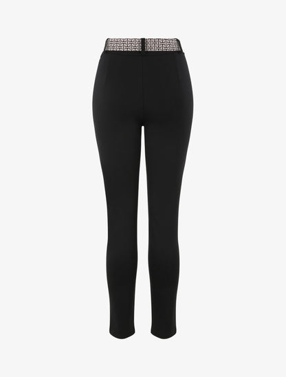 Pantalon slim à ceinture imprimé graphique - Noir - 2