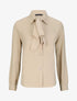 Chemise droite unie à col lavallière - Beige - 1