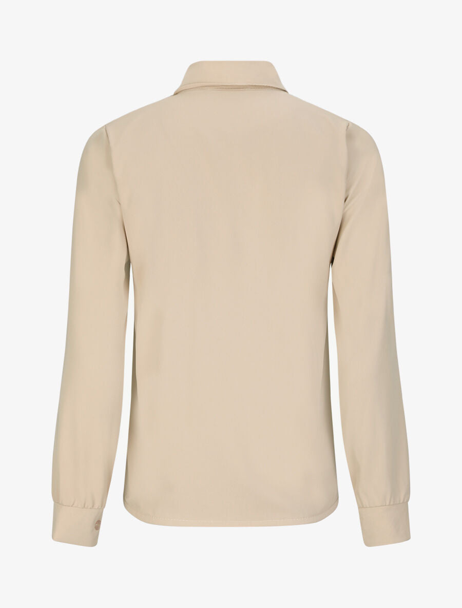 Chemise droite unie à col lavallière - Beige - 2