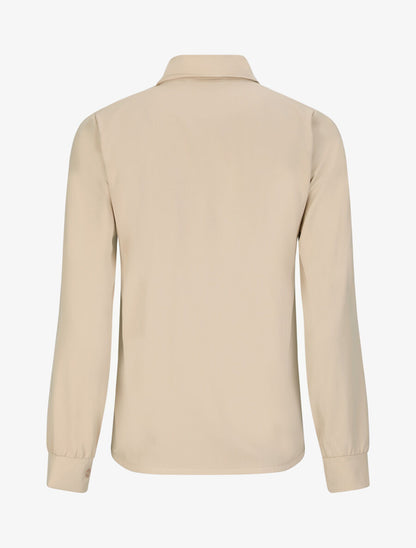 Chemise droite unie à col lavallière - Beige - 2