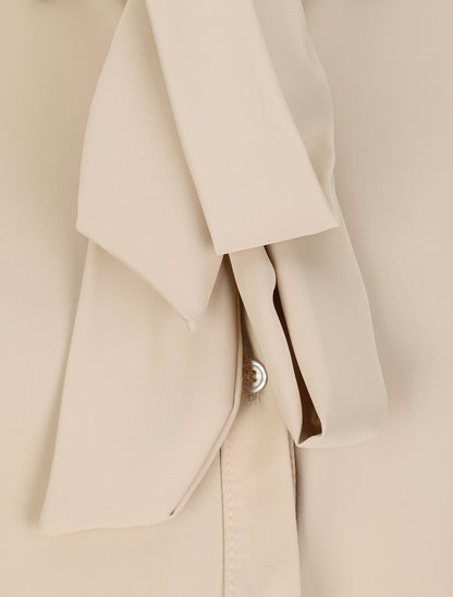Chemise droite unie à col lavallière - Beige - 3