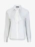Chemise droite unie à col lavallière - Blanc - 4