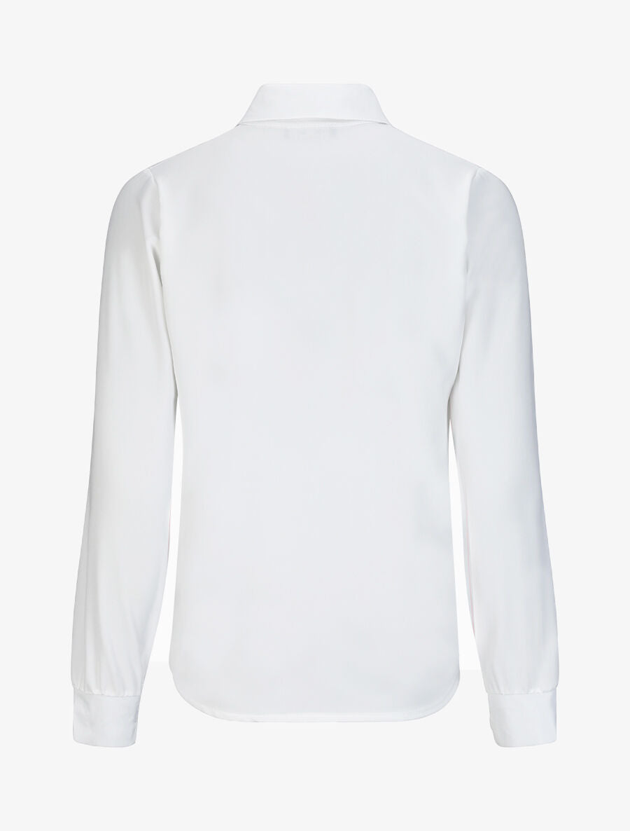 Chemise droite unie à col lavallière - Blanc - 2