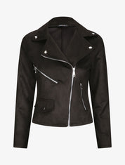 Perfecto droit en suédine poches zippées - Noir - 1