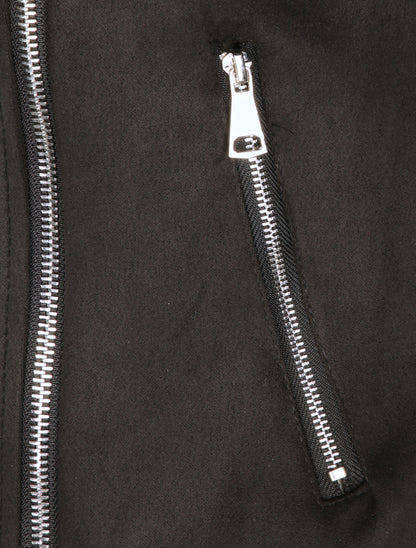 Perfecto droit en suédine poches zippées - Noir - 3
