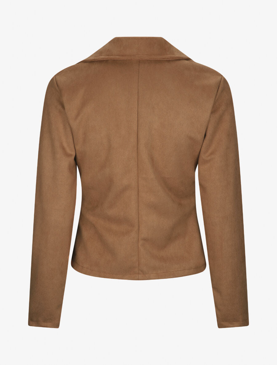 Perfecto droit en suédine poches zippées - Camel - 2