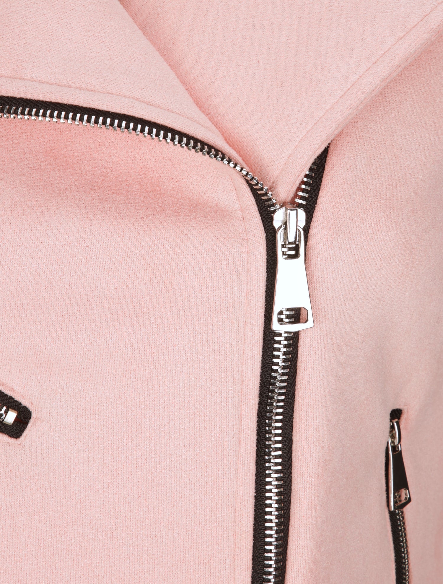 Perfecto droit en suédine poches zippées - Rose - 3