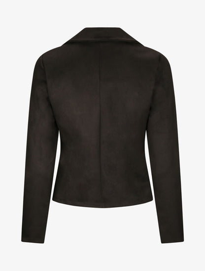 Perfecto droit en suédine poche zippée décorative - Noir - 2
