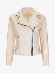 Perfecto droit en suédine poche zippée décorative - Beige - 4