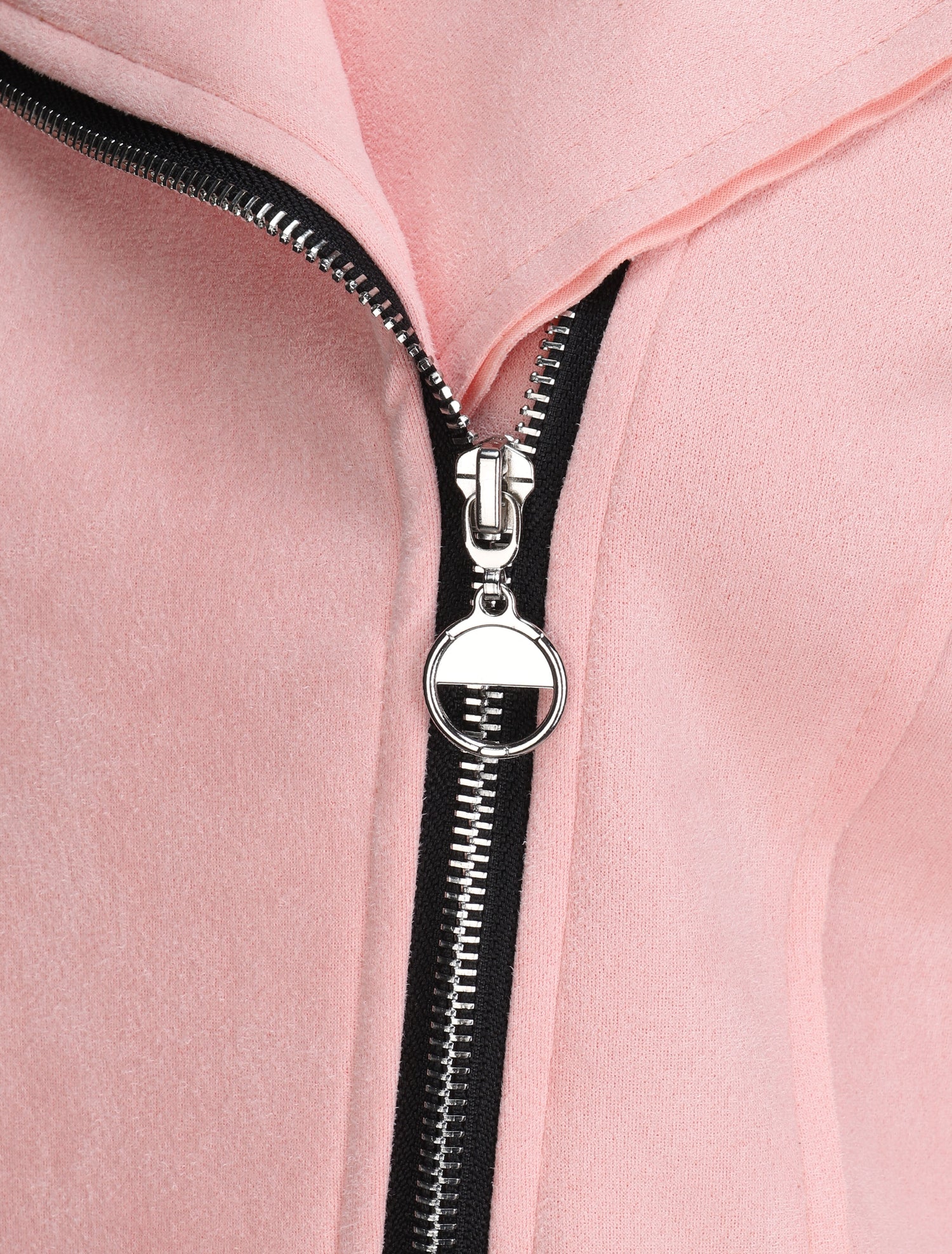 Veste en suédine à zip asymétrique - Rose - 3