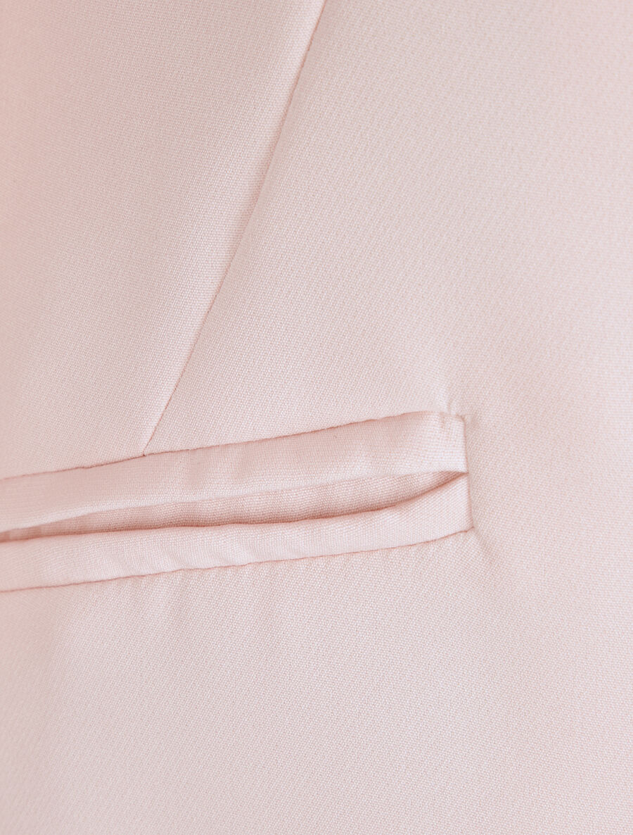 Veste droite unie manches à revers rayé - Rose pastel - 3