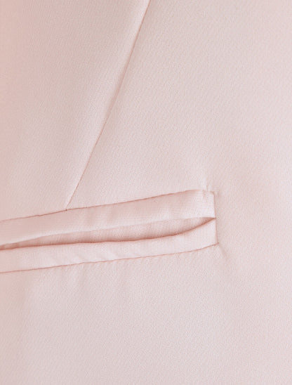 Veste droite unie manches à revers rayé - Rose pastel - 3