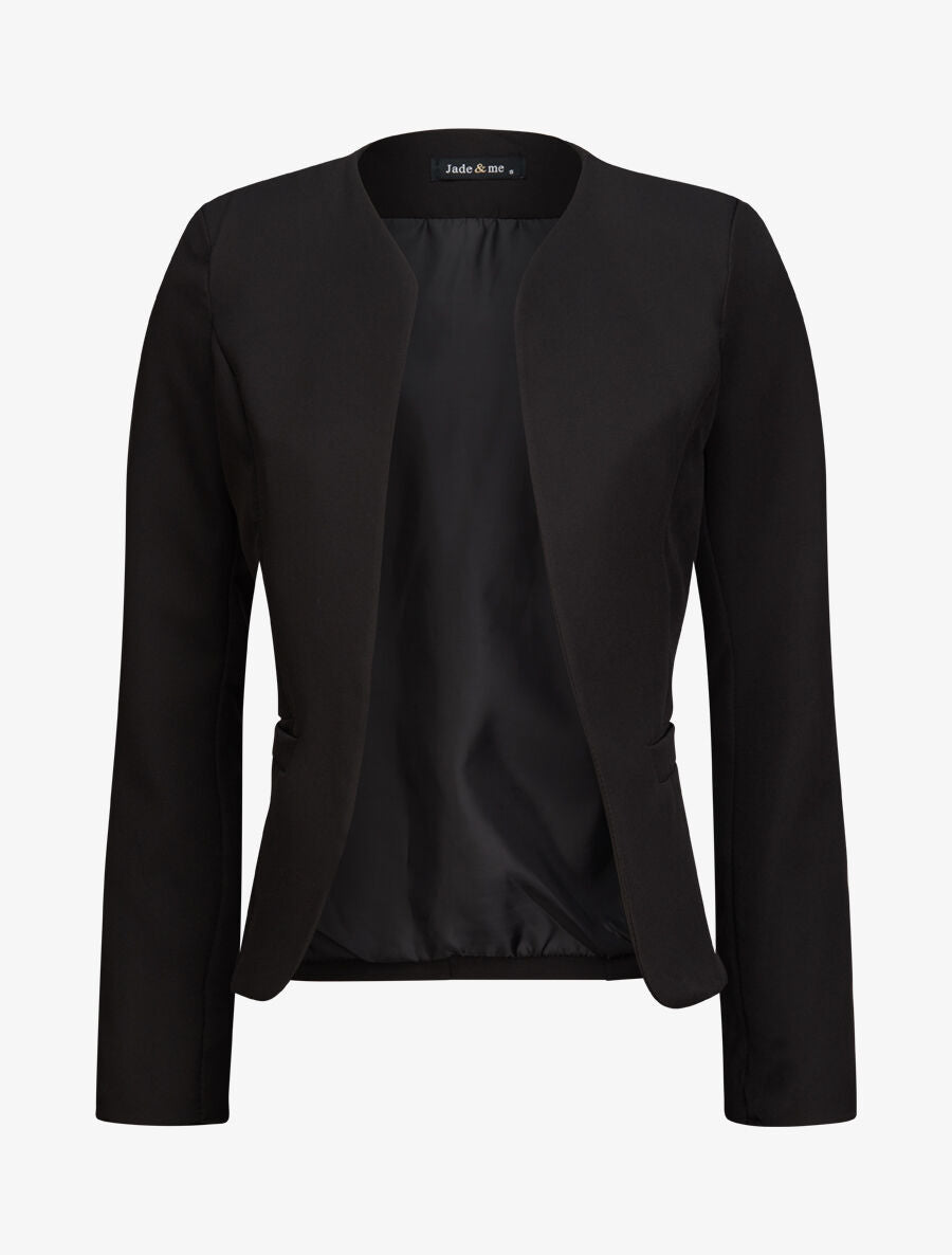 Blazer uni droit - Noir - 4
