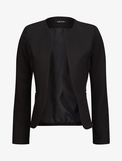 Blazer uni droit - Noir - 4