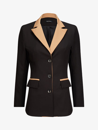 Blazer oversize bi-couleur - Noir - 1