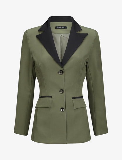 Blazer oversize bi-couleur - Kaki - 1