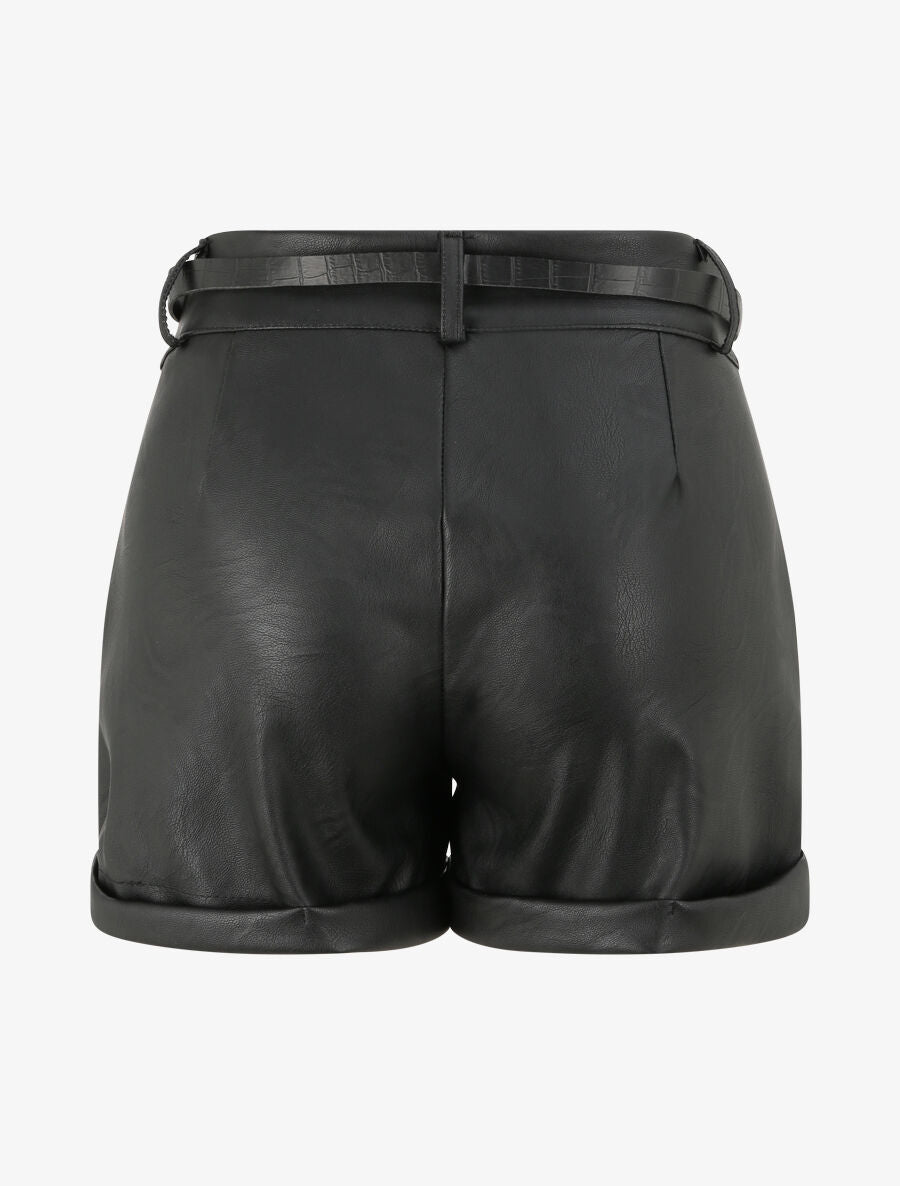 Mini-short à bords à revers - Noir - 2