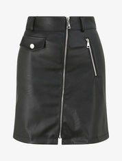 Jupe zippée en simili - Noir - 4