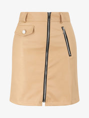 Jupe zippée en simili - Beige - 1