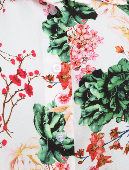Chemise à nouer à imprimé fleurs sauvages - Blanc - 3