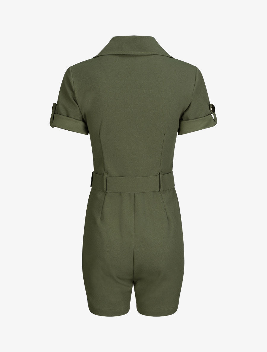 Combishort fluide unie - Kaki - 2