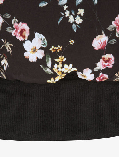 Top boule imprimé fleurs printanières - Noir - 4