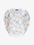 Top boule imprimé fleurs printanières - Blanc - 5