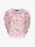 Top boule imprimé fleurs printanières - Rose - 1