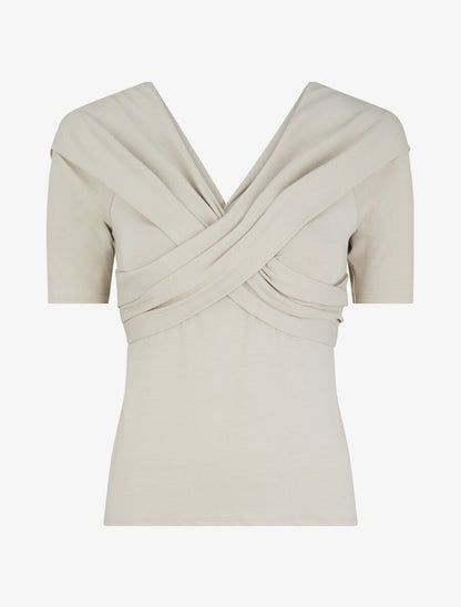 Top à buste à pans croisés - Beige - 1