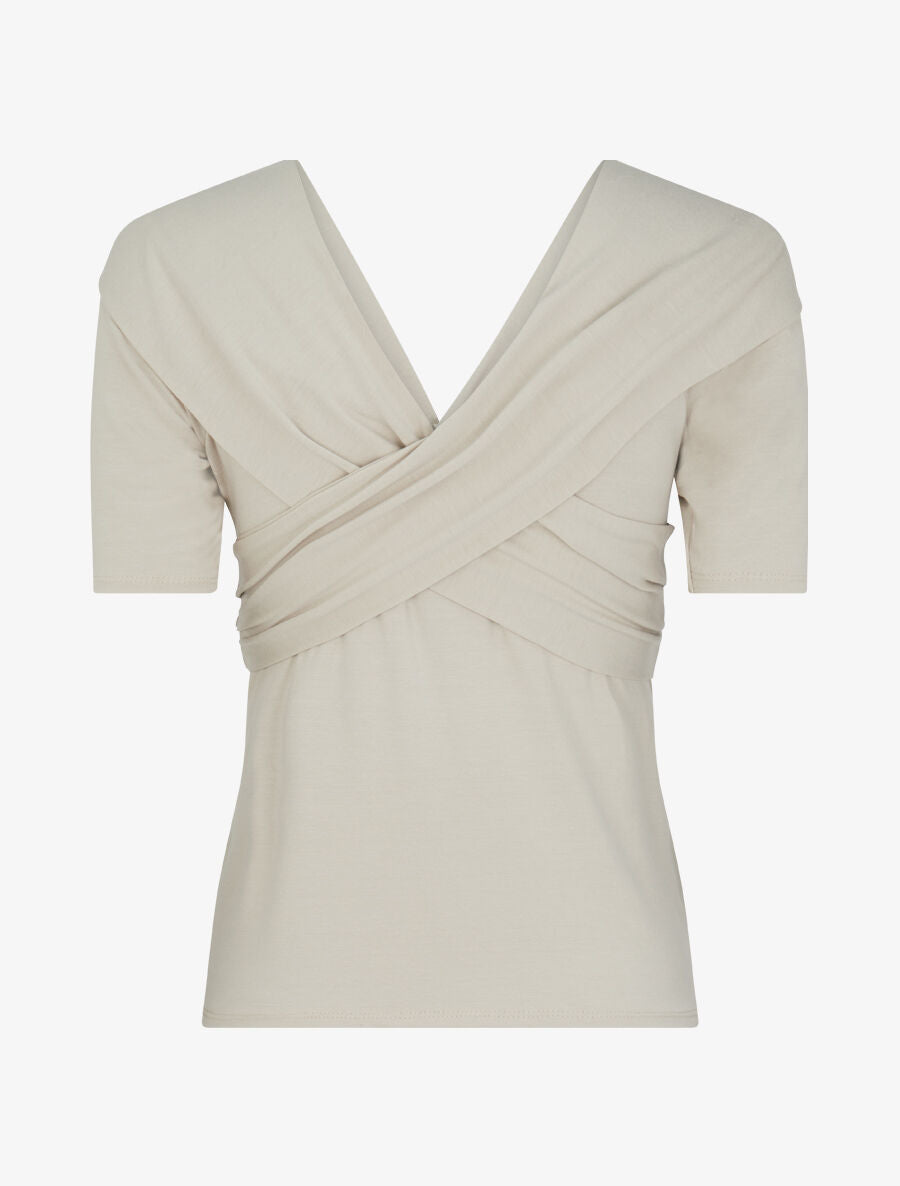 Top à buste à pans croisés - Beige - 2