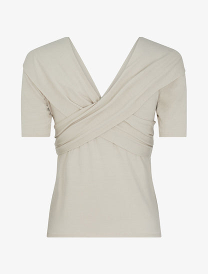 Top à buste à pans croisés - Beige - 2