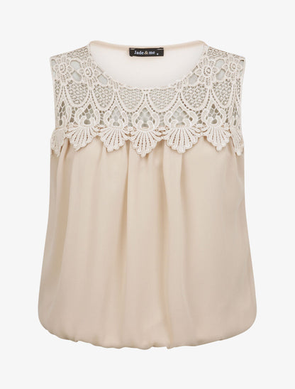 Top boule à empiècement crochet - Beige - 1