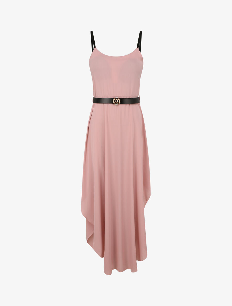 Robe longue asymétrique coupe patineuse - Vieux rose - 1