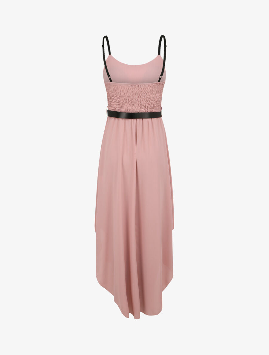 Robe longue asymétrique coupe patineuse - Vieux rose - 2