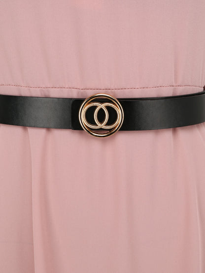 Robe longue asymétrique coupe patineuse - Vieux rose - 3