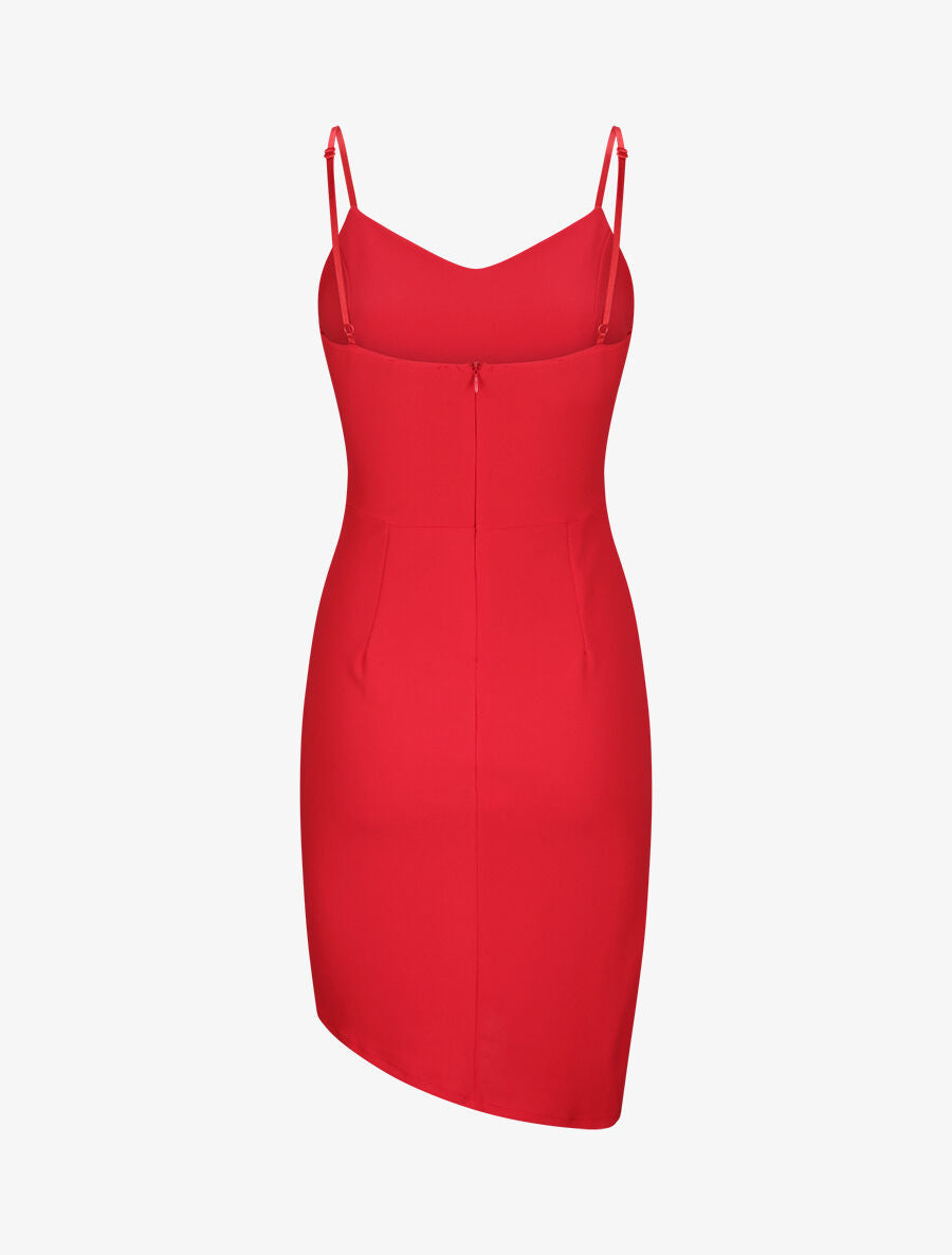 Robe asymétrique à fines bretelles - Rouge - 2
