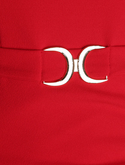 Robe asymétrique à fines bretelles - Rouge - 3