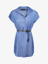 Tunique style chemise droite à manches courtes - Bleu denim - 4
