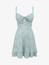 Robe courte empire fleurie à noeud - Bleu clair - 4