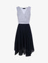 Robe patineuse rayée asymétrique à col cache-coeur - Marine - 1