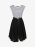Robe patineuse rayée asymétrique à col rond - Noir - 5