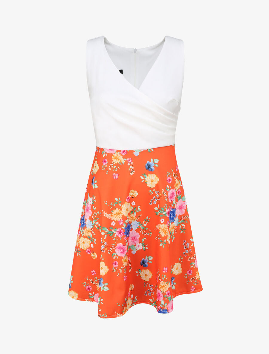 Robe cache-coeur bi-matière - Orange - 1
