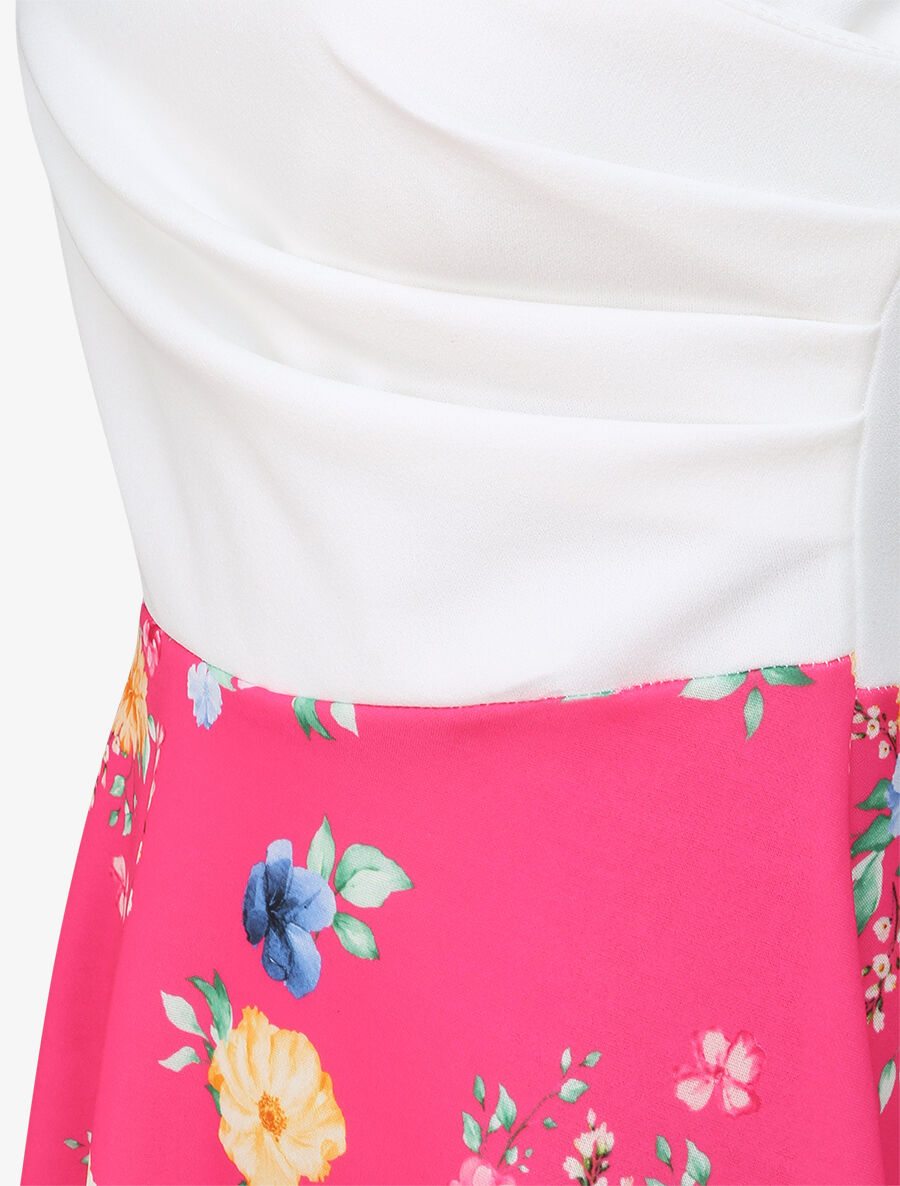 Robe cache-coeur bi-matière - Fushia - 3