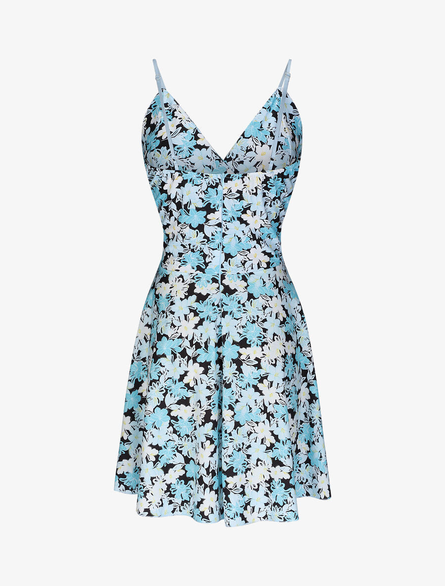 Robe patineuse courte imprimé fleur de lys - Bleu - 2