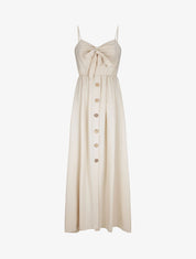 Robe longue à boutons stylisés - Beige - 1