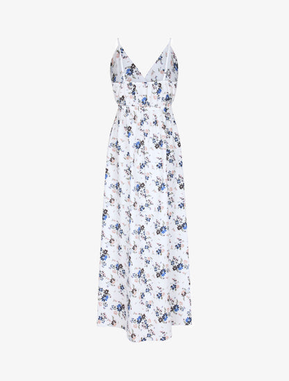 Robe longue à imprimé petites fleurs - Blanc - 2
